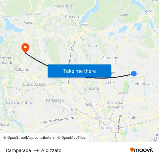 Camparada to Albizzate map