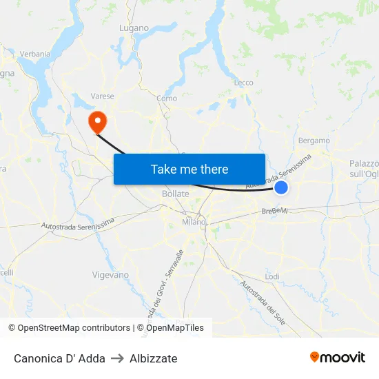 Canonica D' Adda to Albizzate map