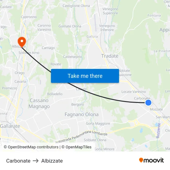 Carbonate to Albizzate map