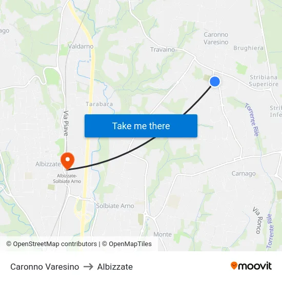Caronno Varesino to Albizzate map