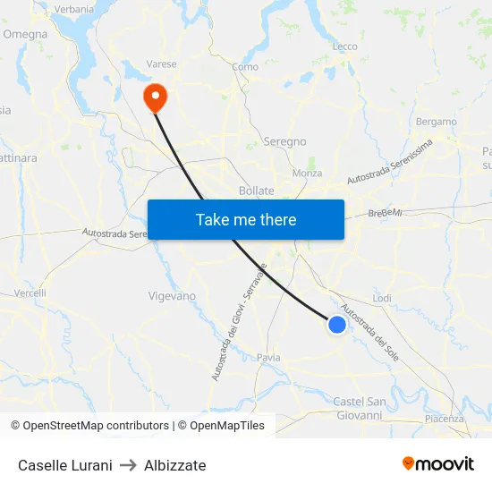 Caselle Lurani to Albizzate map