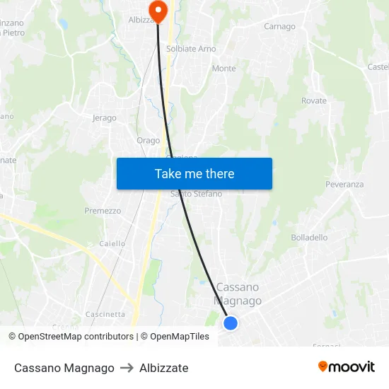 Cassano Magnago to Albizzate map