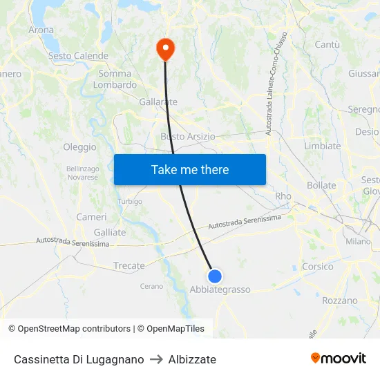 Cassinetta Di Lugagnano to Albizzate map