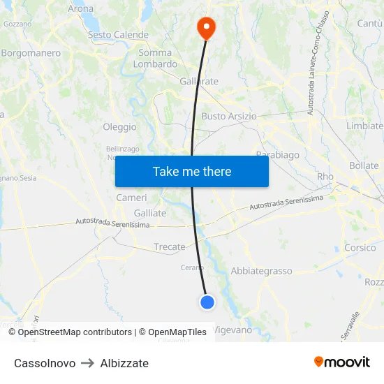 Cassolnovo to Albizzate map