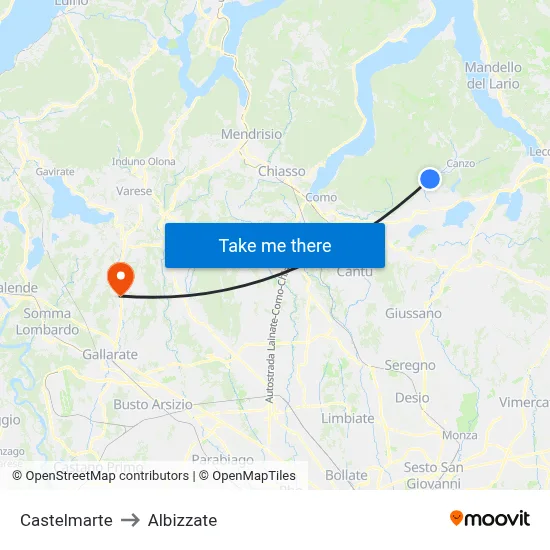 Castelmarte to Albizzate map
