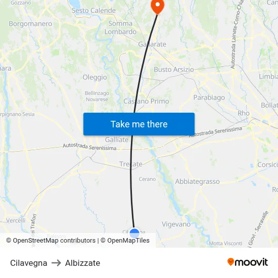 Cilavegna to Albizzate map
