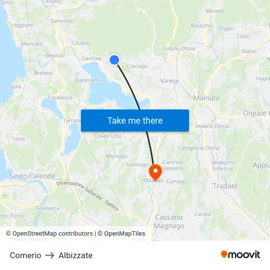 Comerio to Albizzate map