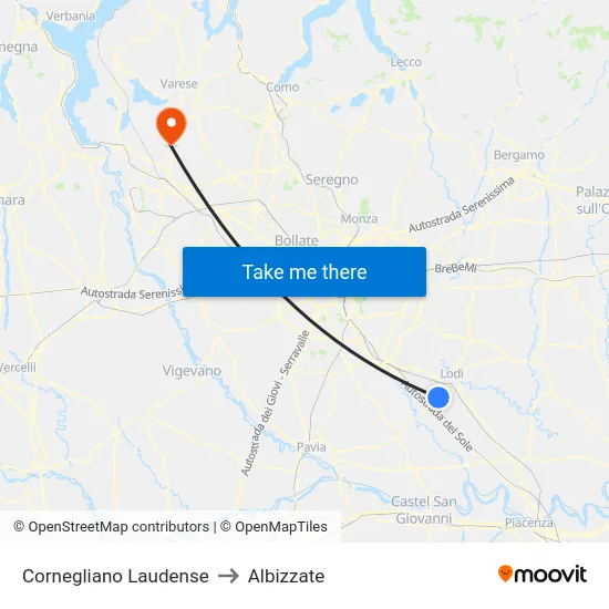 Cornegliano Laudense to Albizzate map