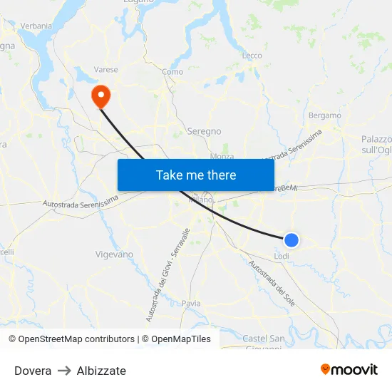 Dovera to Albizzate map