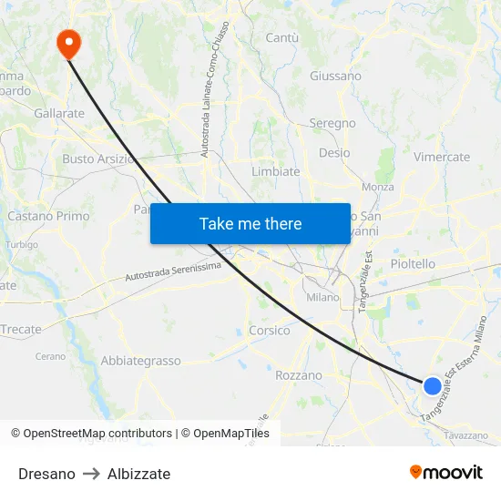 Dresano to Albizzate map