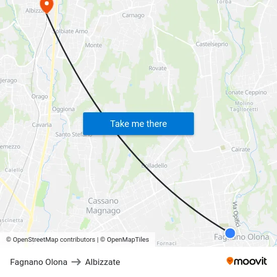 Fagnano Olona to Albizzate map