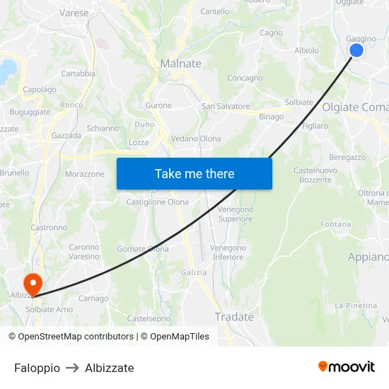 Faloppio to Albizzate map