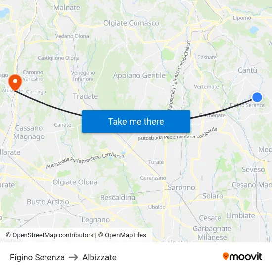 Figino Serenza to Albizzate map
