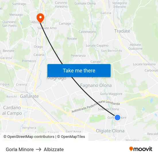 Gorla Minore to Albizzate map