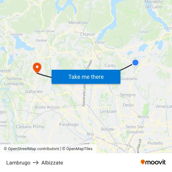 Lambrugo to Albizzate map