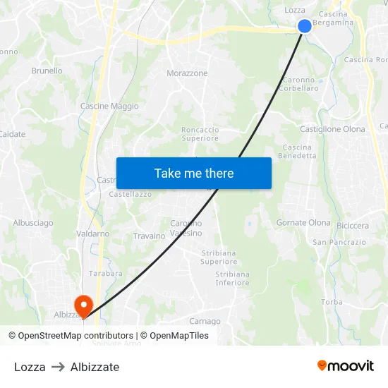 Lozza to Albizzate map