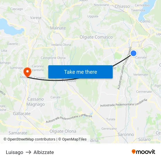 Luisago to Albizzate map