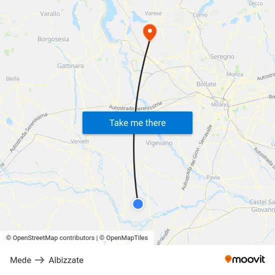 Mede to Albizzate map