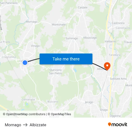 Mornago to Albizzate map