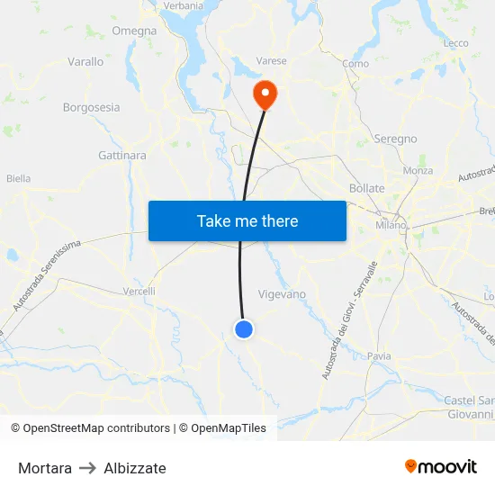 Mortara to Albizzate map
