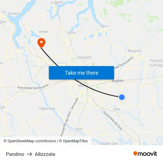 Pandino to Albizzate map