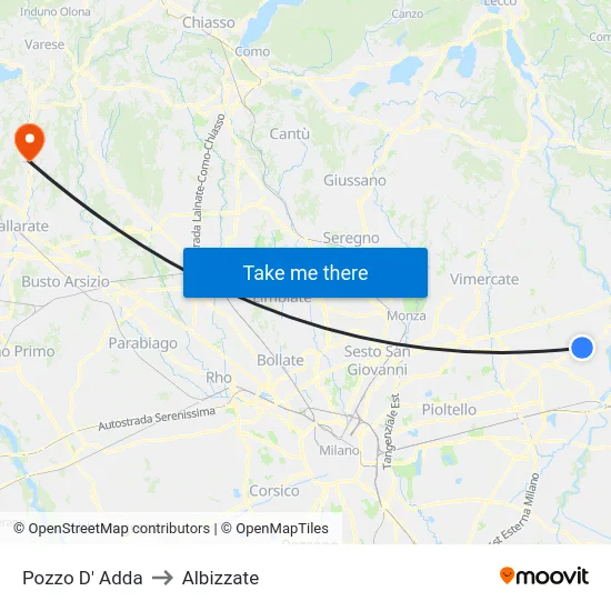 Pozzo D' Adda to Albizzate map