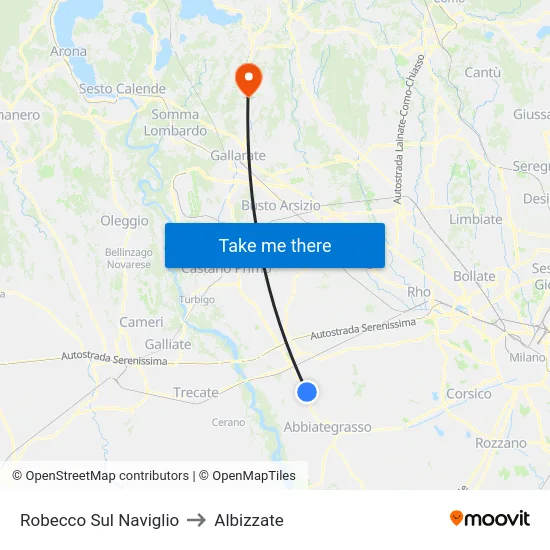 Robecco Sul Naviglio to Albizzate map