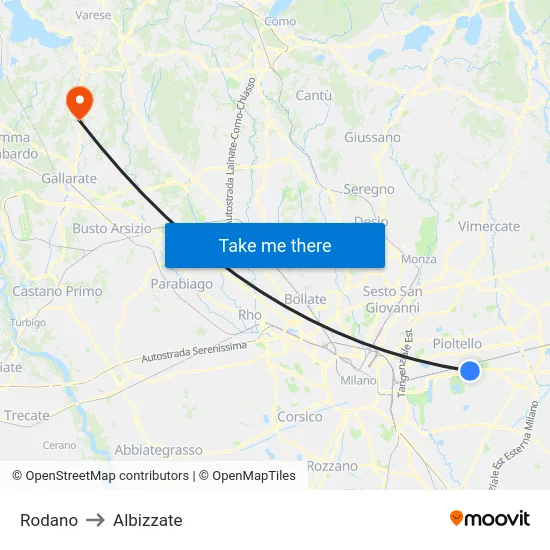 Rodano to Albizzate map