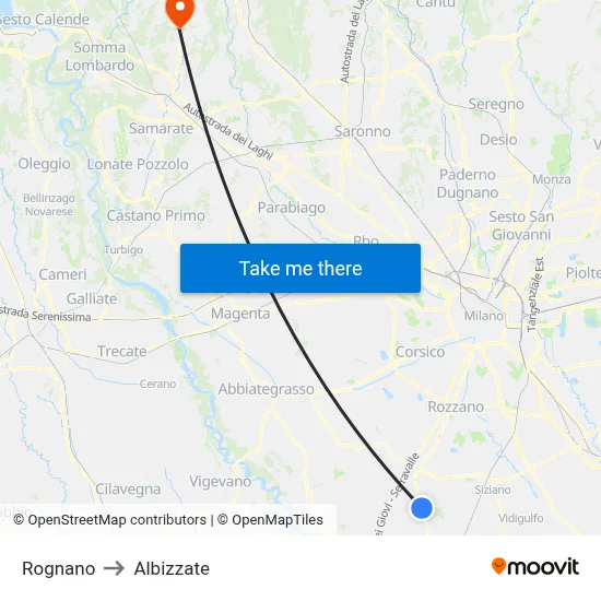 Rognano to Albizzate map