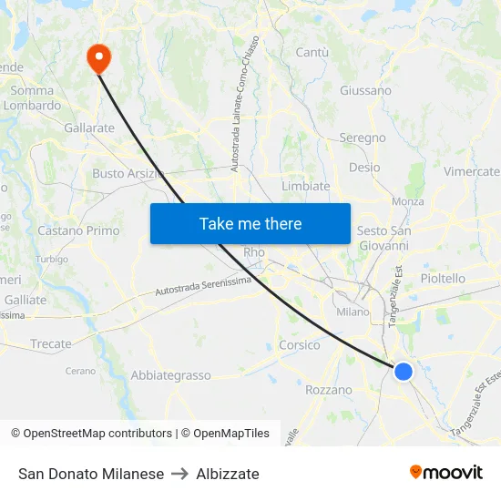 San Donato Milanese to Albizzate map