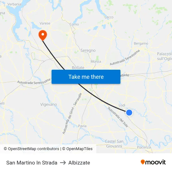 San Martino In Strada to Albizzate map