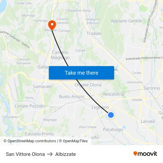 San Vittore Olona to Albizzate map