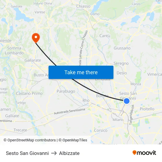 Sesto San Giovanni to Albizzate map