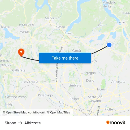 Sirone to Albizzate map