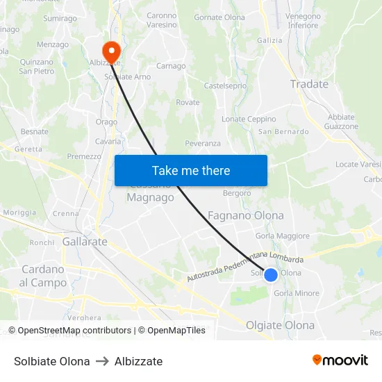 Solbiate Olona to Albizzate map