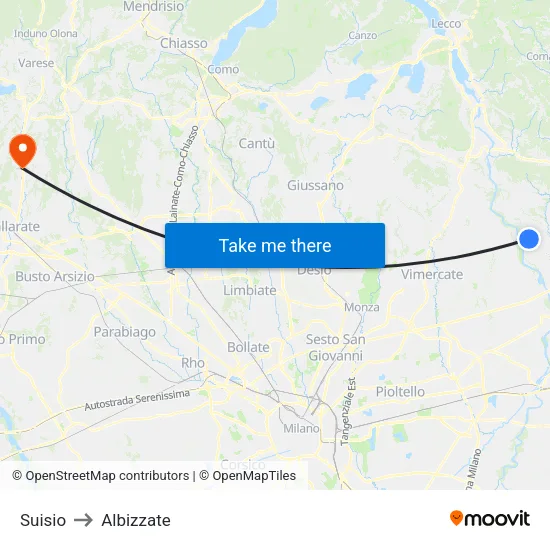 Suisio to Albizzate map