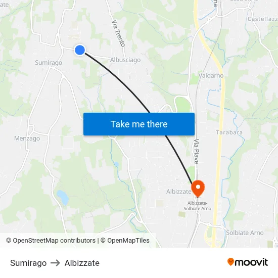 Sumirago to Albizzate map