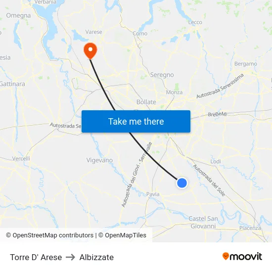 Torre D' Arese to Albizzate map