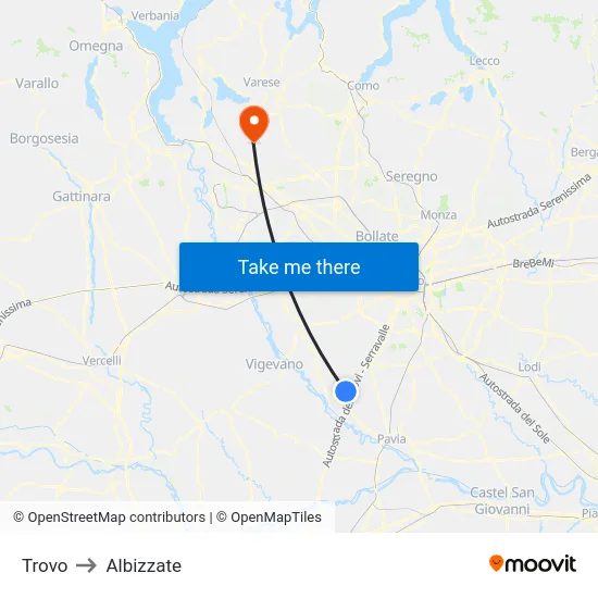 Trovo to Albizzate map