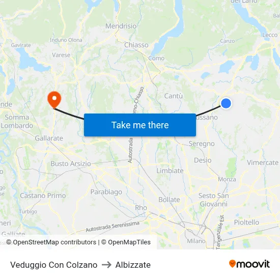 Veduggio Con Colzano to Albizzate map