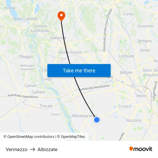Vermezzo to Albizzate map