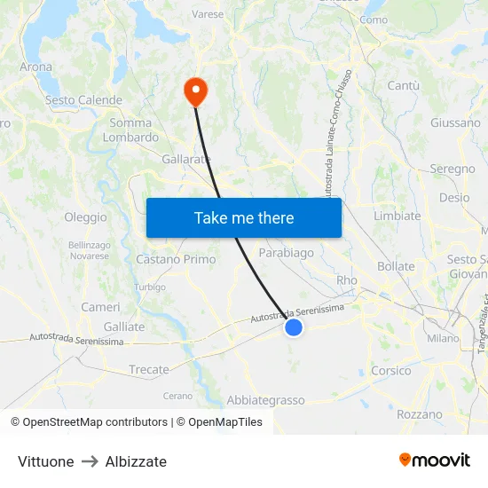 Vittuone to Albizzate map