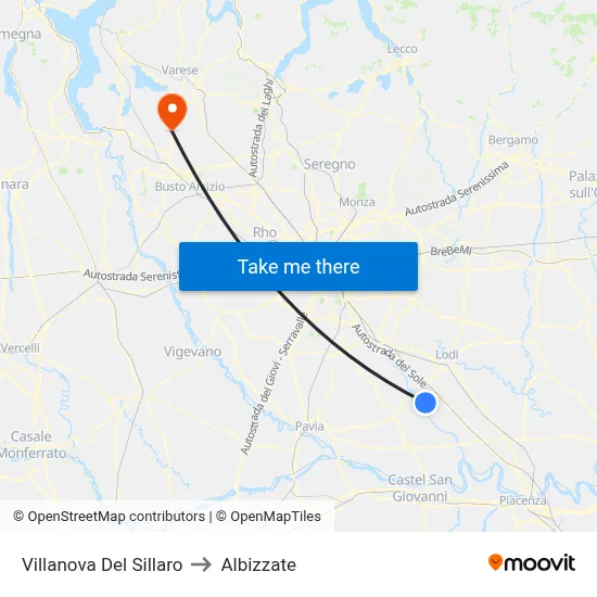 Villanova Del Sillaro to Albizzate map