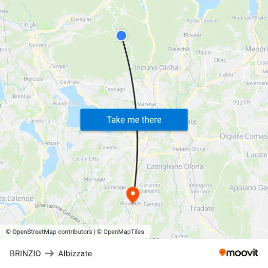 Brinzio to Albizzate map