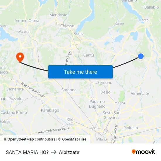 Santa Maria Ho? to Albizzate map