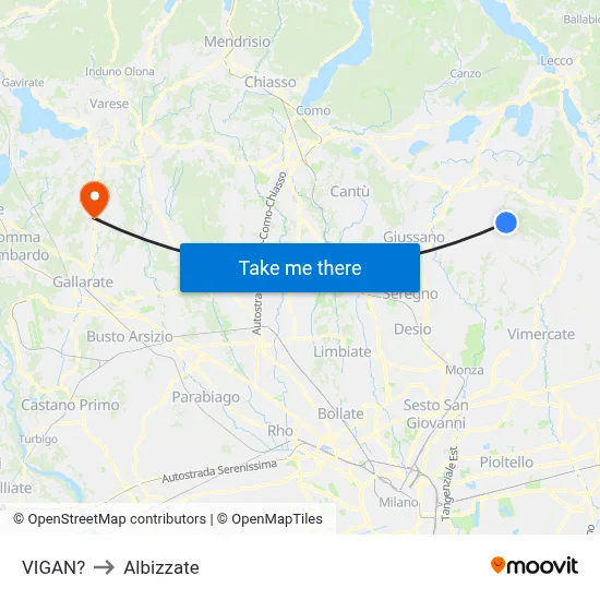 Vigano to Albizzate map