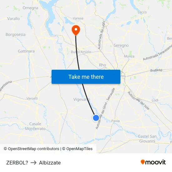 Zerbol to Albizzate map