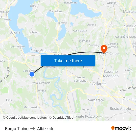 Borgo Ticino to Albizzate map