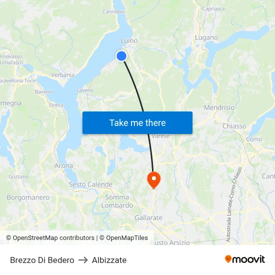 Brezzo Di Bedero to Albizzate map