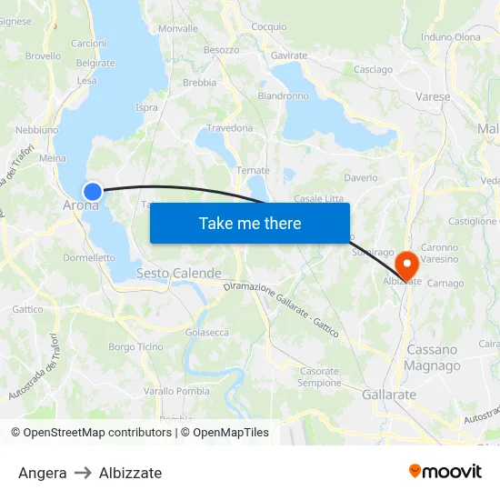 Angera to Albizzate map